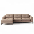 Sectional sofa in brown fabric with left-facing chaise lounge 250 x 85 x 90cm