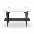 Modern wood coffee table with white top and lower storage shelf 120 x 60 x 40cm