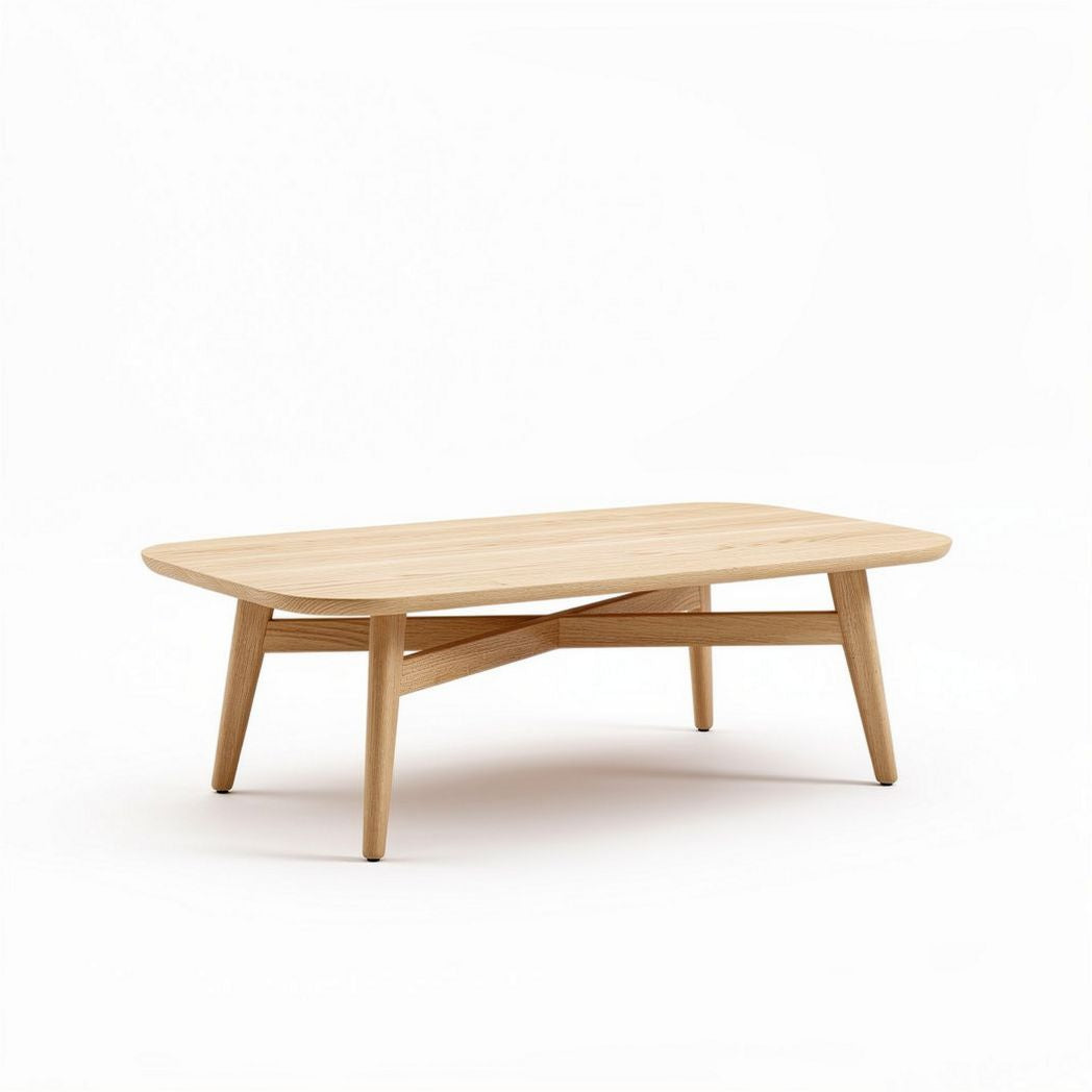 Wooden coffee table in natural finish with modern design dimensions 120 x 60 x 40cm
