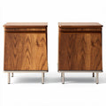 Wooden nightstand with modern design in walnut finish 45 x 35 x 55cm
