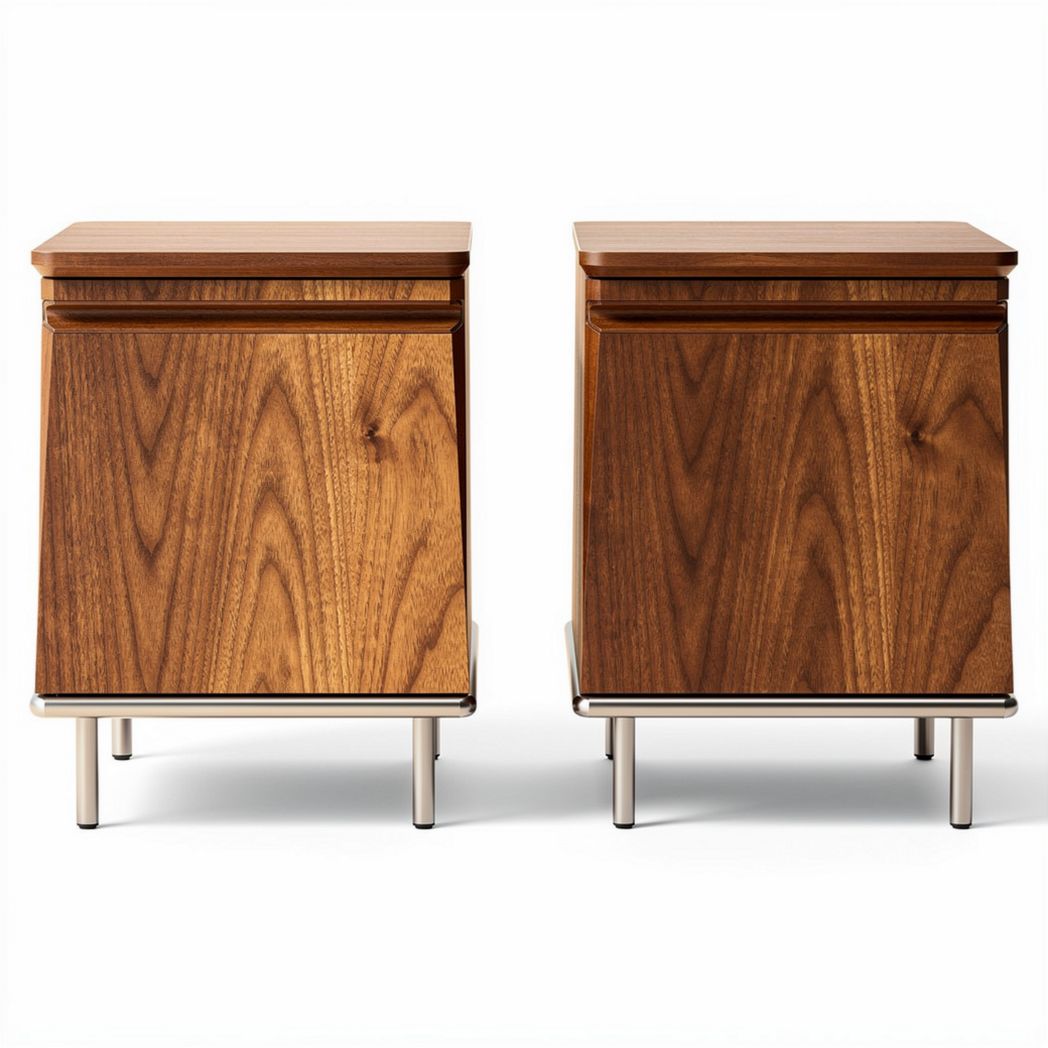 Wooden nightstand with modern design in walnut finish 45 x 35 x 55cm