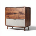 Wooden chest of drawers with three storage compartments and metal handles 75 x 40 x 85cm