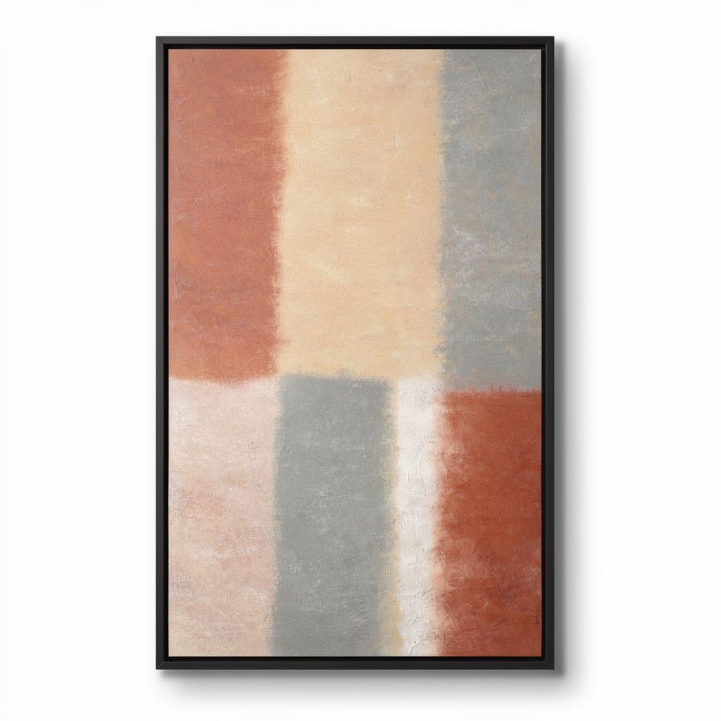 Abstract wall art painting in muted colors 70 x 50 x 3cm with frame