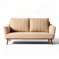 Two-seater sofa in beige upholstery with wood legs 180 x 80 x 85cm