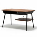 Wooden desk with black metal legs and storage shelf 120 x 60 x 75cm