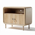 Natural wood nightstand with two drawers and open storage space 50 x 40 x 30cm