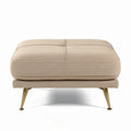 Beige upholstered ottoman with gold metal legs 80 x 80 x 40cm