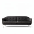 Modern two-seater sofa in dark gray fabric with tufted design and metal legs