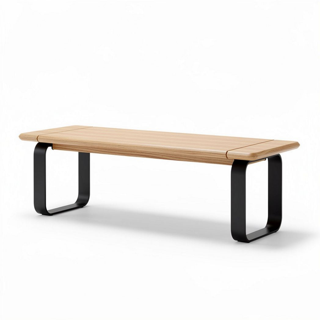 Wooden coffee table with black metal legs 120 x 60 x 40cm for living room