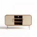 Wooden sideboard with cream doors and metal legs 100 x 40 x 70cm
