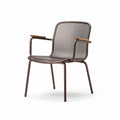 Metal garden chair with wooden armrests in brown color 45 x 55 x 80cm