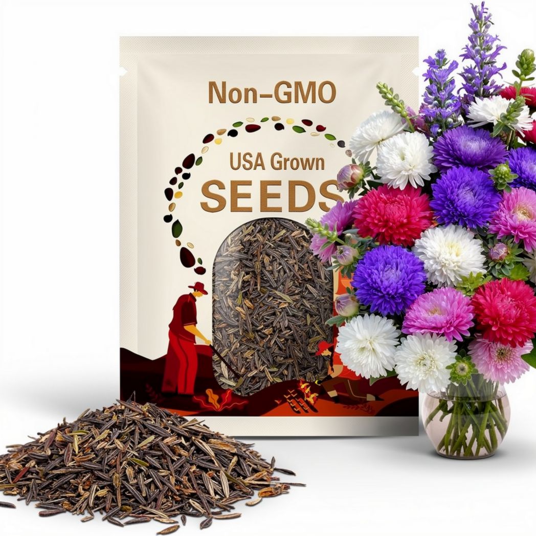 Ostrich Feather Mix Aster Seeds | Callistephus Chinensis | Non-GMO | Flower Seeds | Seed Store | 1231