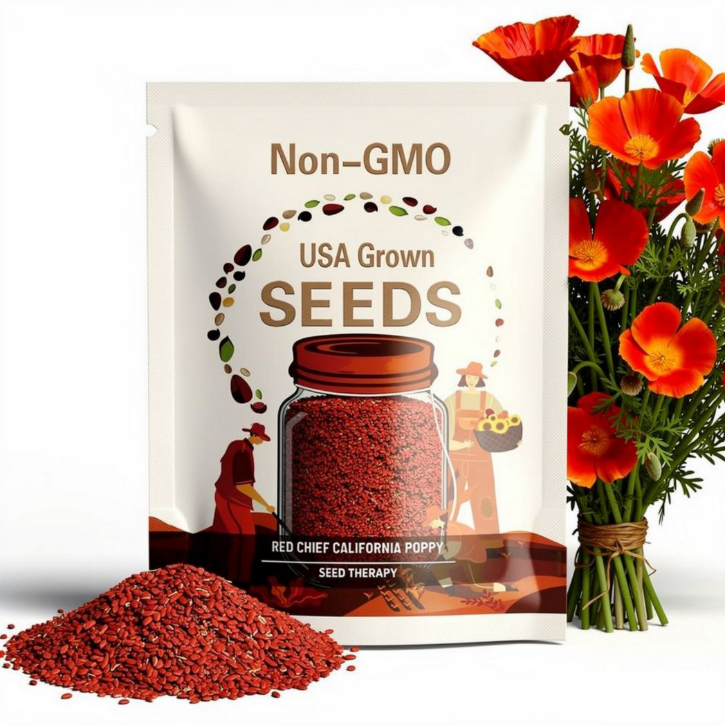 Red Chief California Poppy Seeds – Heirloom, Non-GMO, Striking Red Blooms, Drought Tolerant, Pollinator Friendly | 200 Seeds