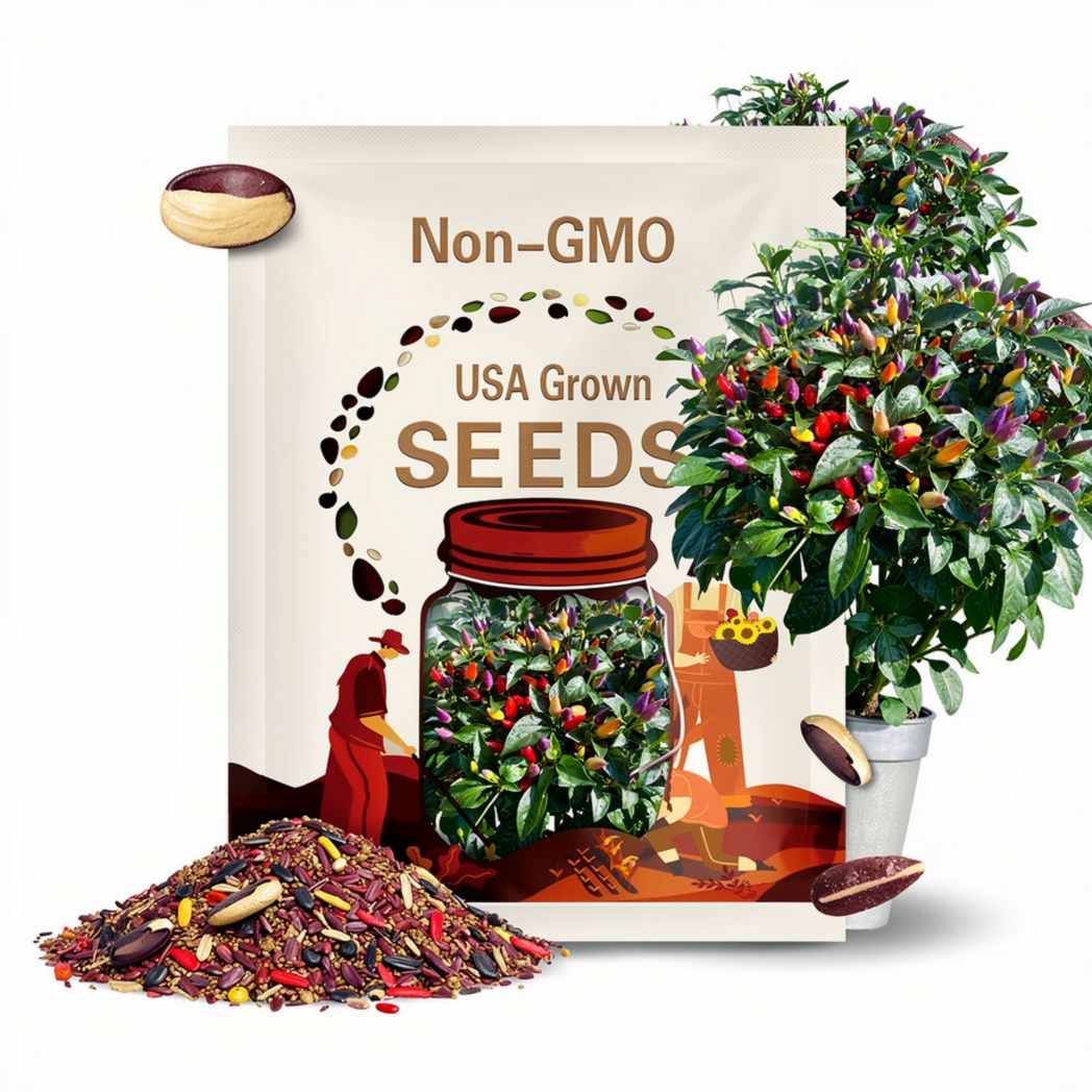Bolivian Rainbow Pepper Seeds Pack - Non-GMO Organic Sweet Mild Pepper. Great for gardening gift seeds, cooking and more!
